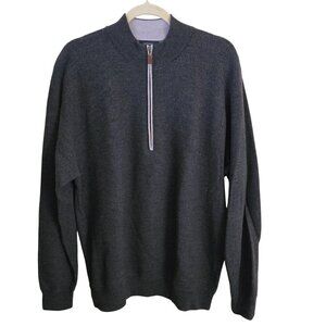 Turtleson Walt BirdsEye Quarter Zip Pullover Gray Golf Merino Wool Size 2XL